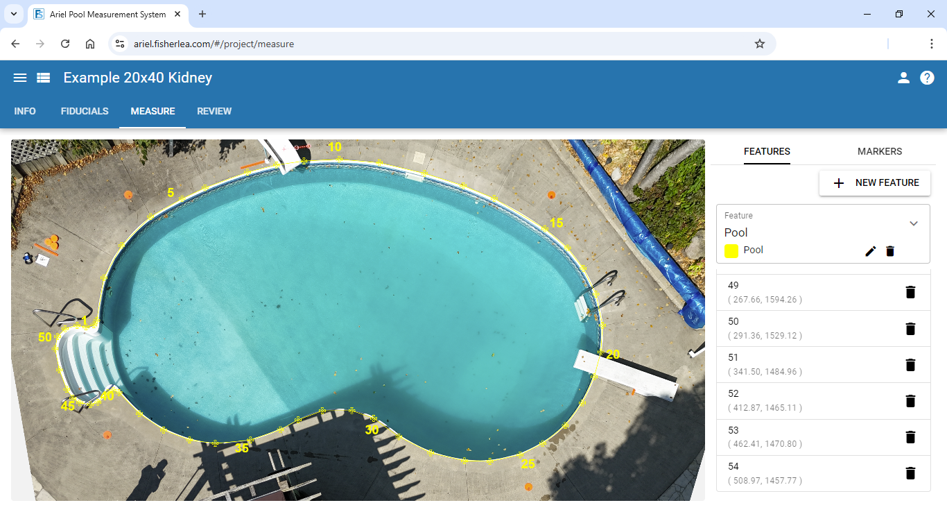 Screenshot from Ariel Pool Measurement System