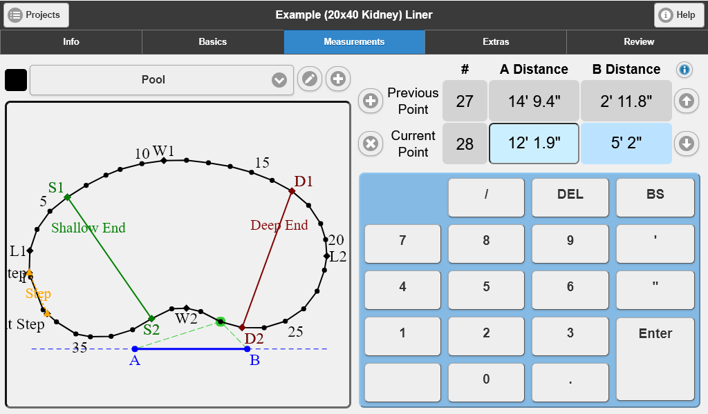 Measurement Data Entry Screen